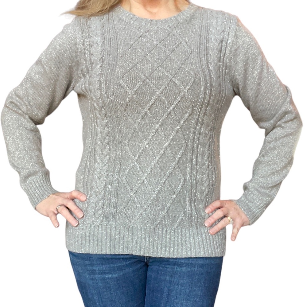 Chaps Silver Metallic Crewneck Sweater